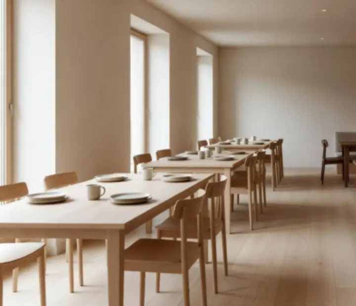 Światło zmieniające się z dziennego na wieczorne w nowoczesnej polskiej restauracji z kameralnym salonem kart